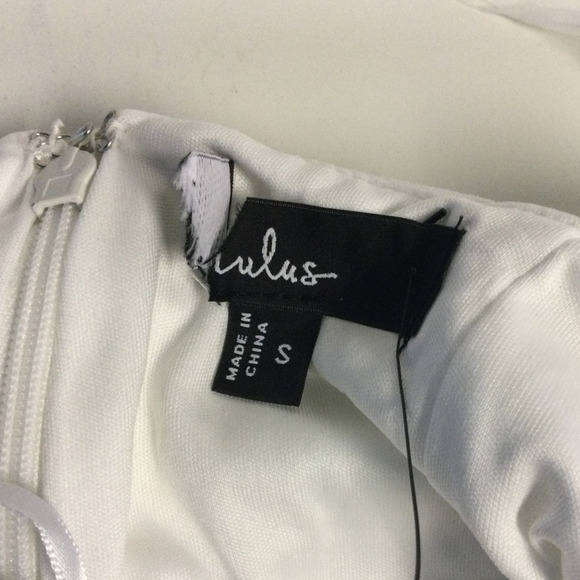 LULU'S SZ S Beaming Perfection White Pearl Organza Tie-Strap Mini Dress NWT B58 - Picture 7 of 8